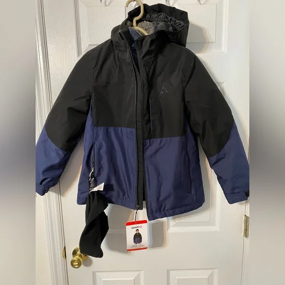 Gerry Kids Black and Blue Puffer Jacket 4 in 1 coat with hat - Picture 1 of 6